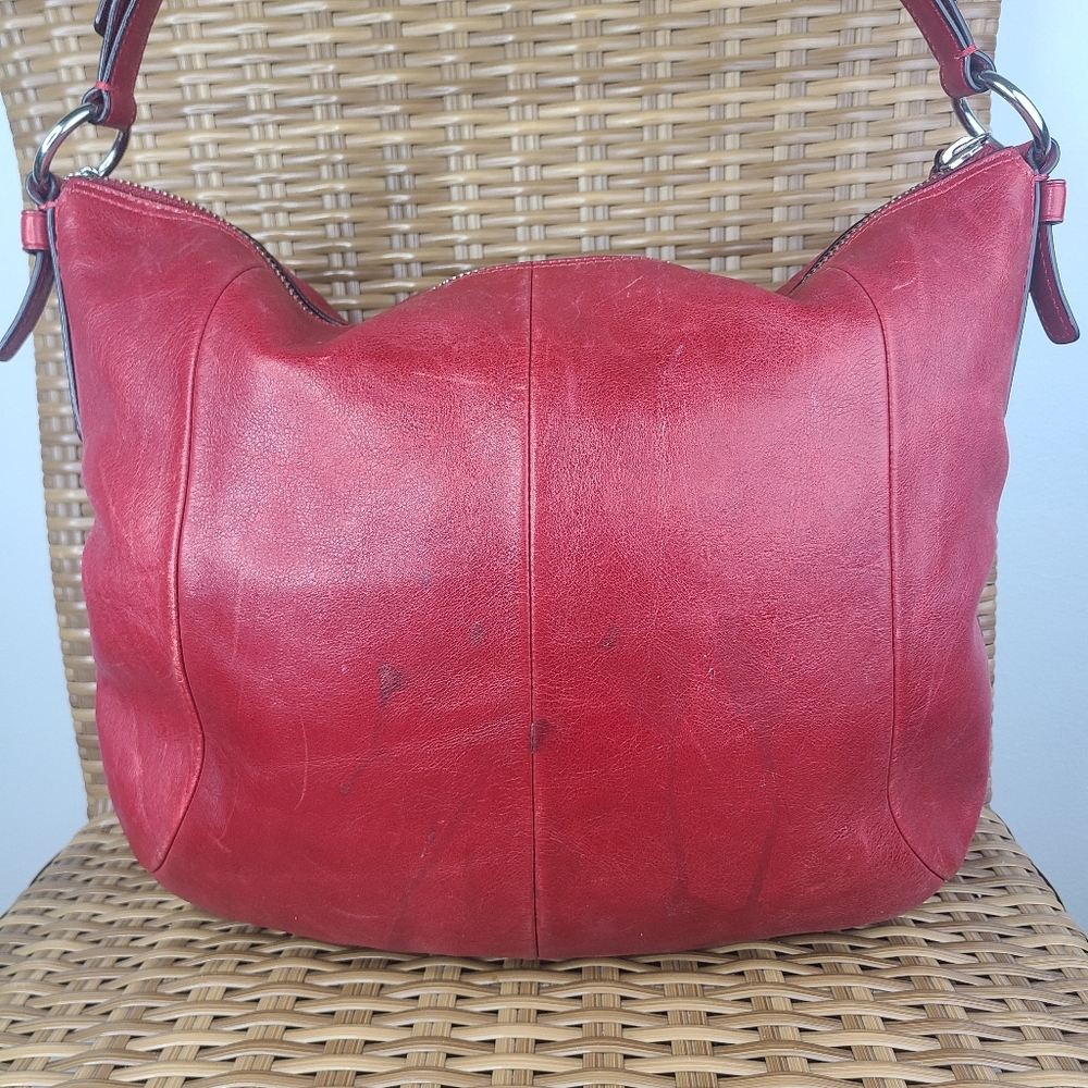Coach Red Leather Shoulder Bag - Picture 4 of 16